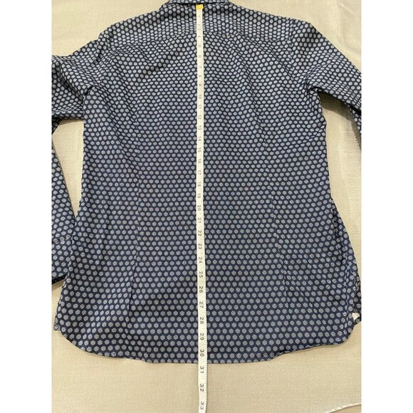 Ted Baker Mens Polka Dot Button-Up Shirt Size 4 Navy Blue Long Sleeve Cotton - Picture 15 of 15